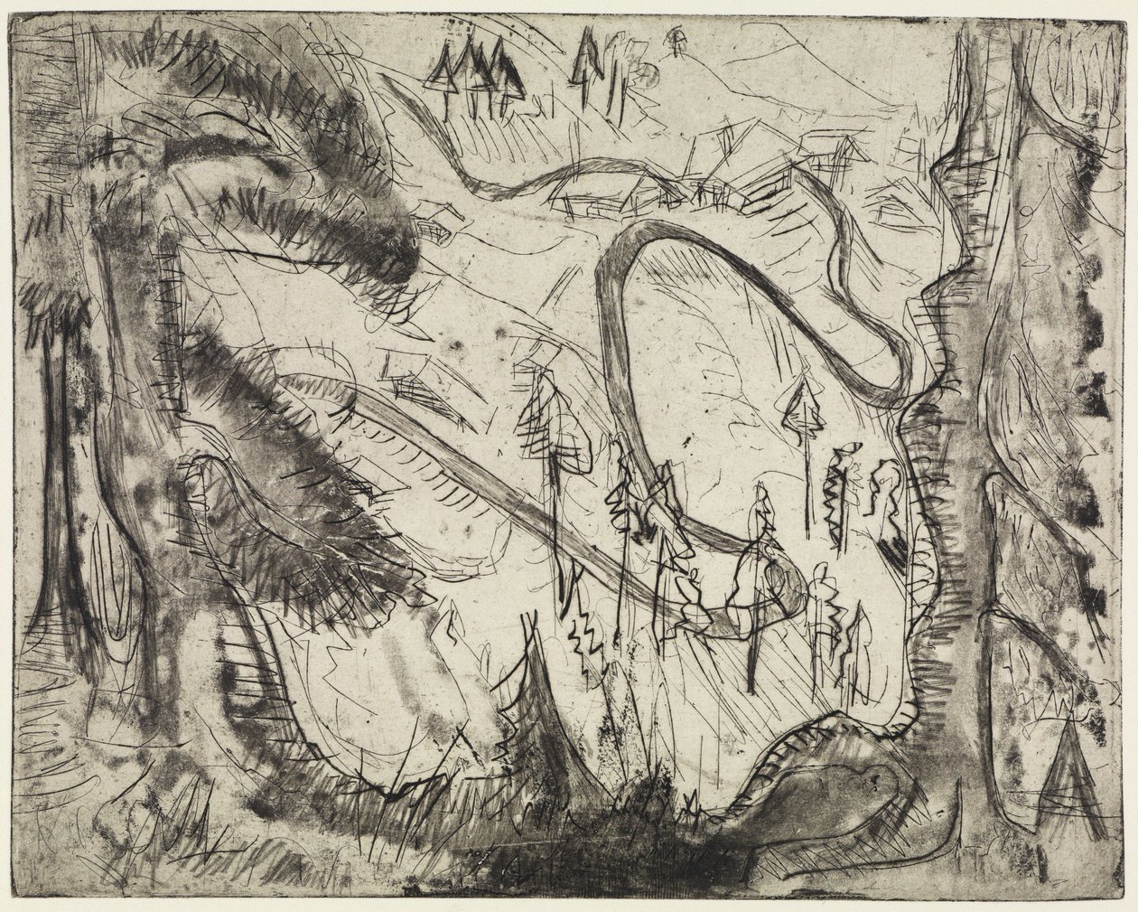 Trilha de montanha, vista de cima de Ernst Ludwig Kirchner