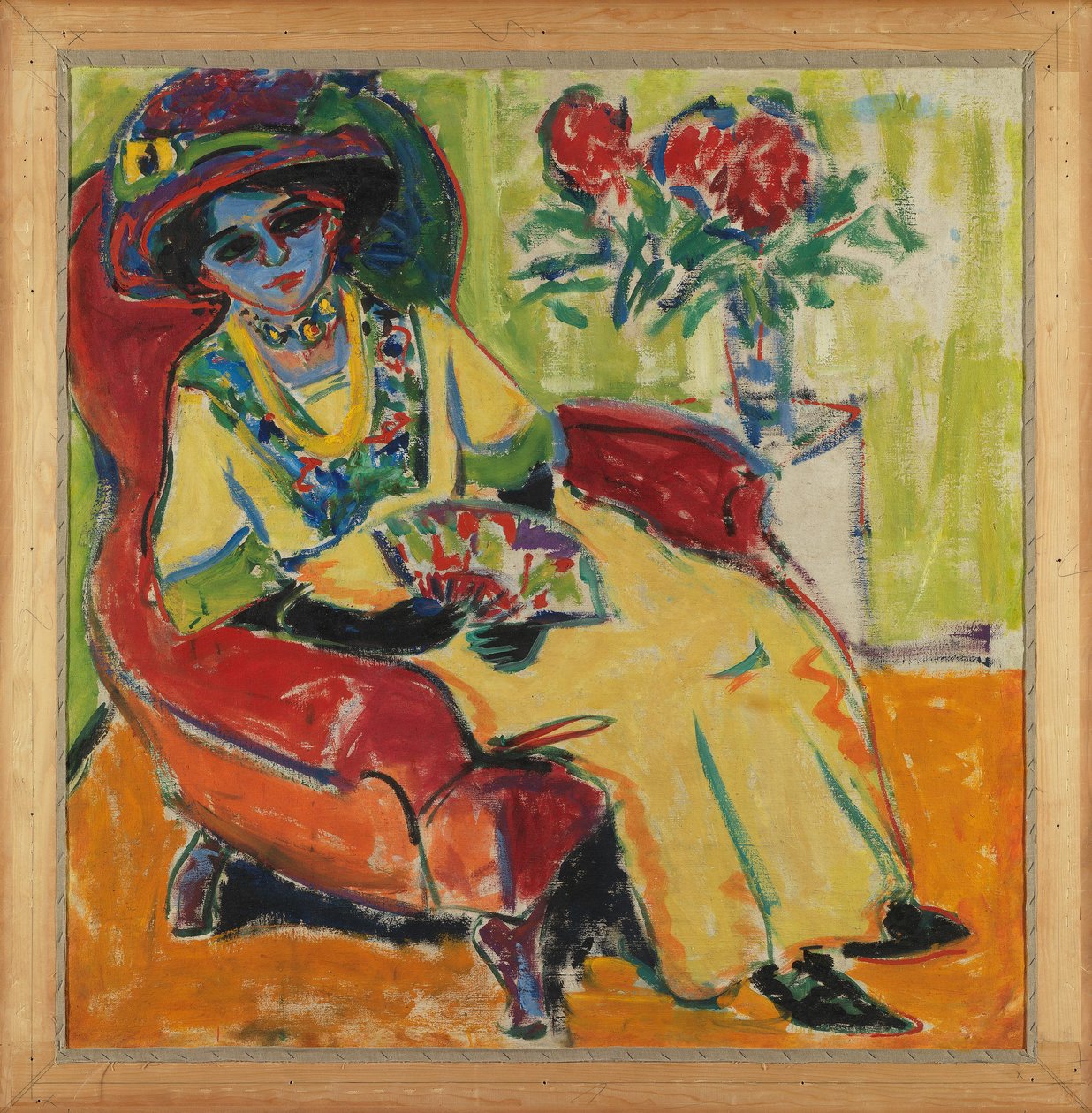 Retrato de Dodo (Dama sentada) Verso: Baile de máscaras (Máscaras na rua) de Ernst Ludwig Kirchner