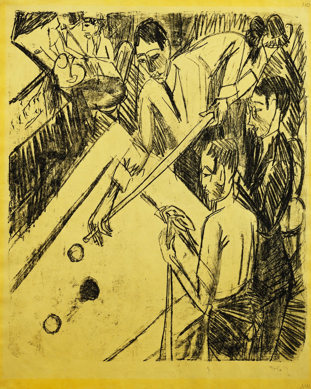 Jogador de bilhar; Billardspieler, 1915 de Ernst Ludwig Kirchner