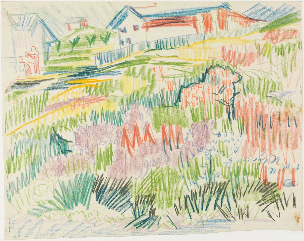 Prado florido com casas de Ernst Ludwig Kirchner