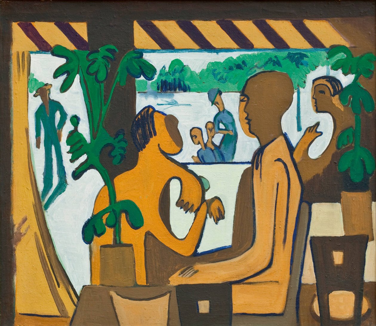 Figuras marrons em um café, 1928-1929 de Ernst Ludwig Kirchner
