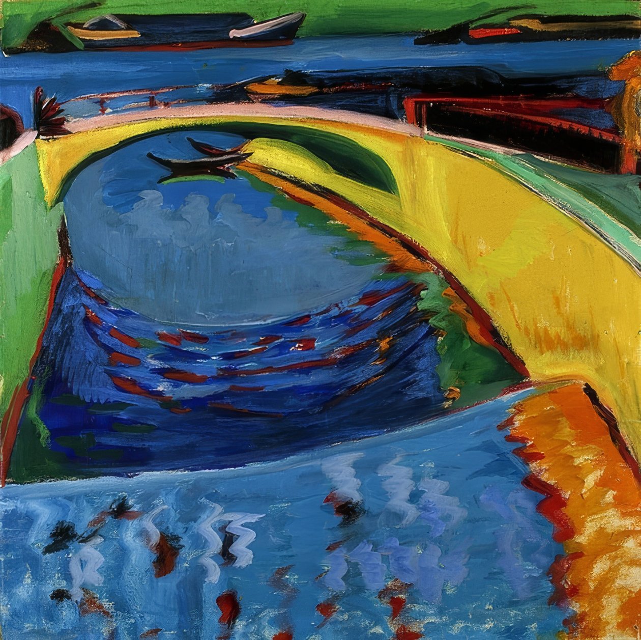 Ponte na foz do Prießnitz. Por volta de 1910 de Ernst Ludwig Kirchner