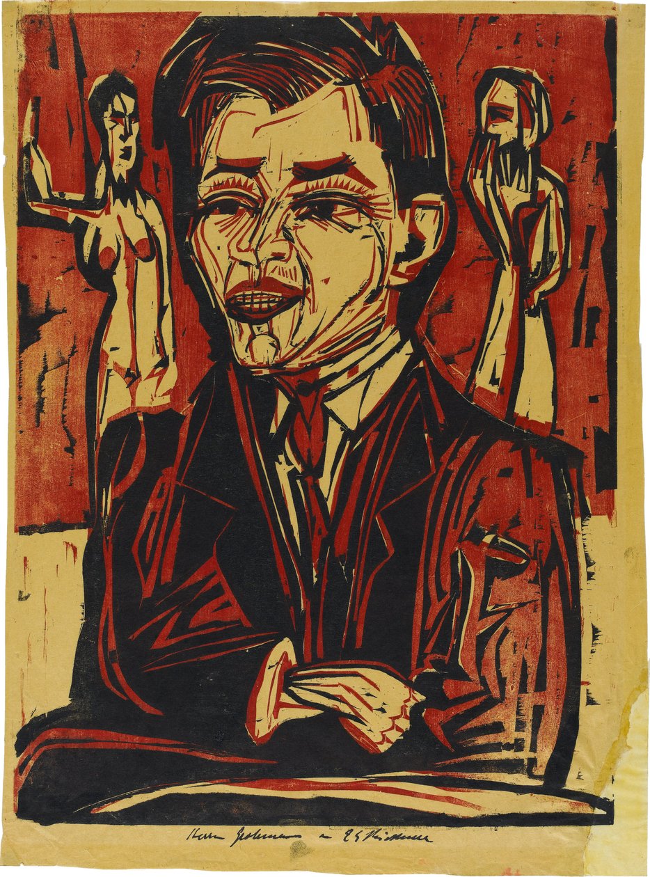 Grande retrato de busto de Will Grohmann (1887-1968) de Ernst Ludwig Kirchner