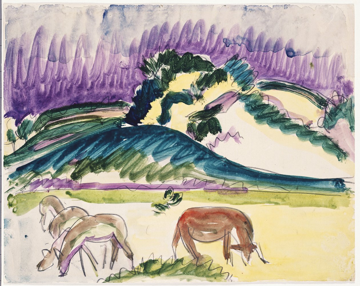 Vacas no pasto pelas dunas, 1913 de Ernst Ludwig Kirchner