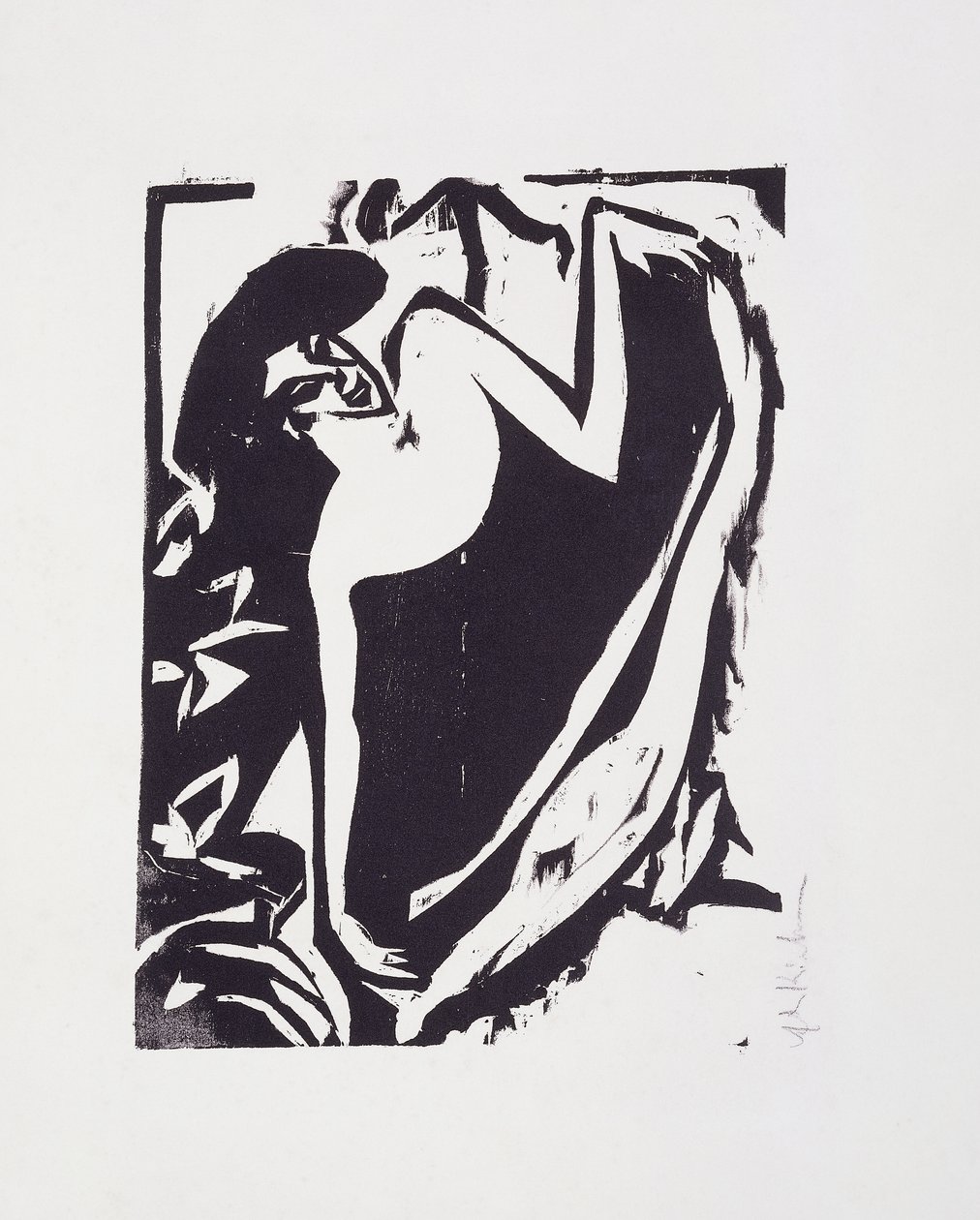 Dançarina com saia levantada, 1909 de Ernst Ludwig Kirchner