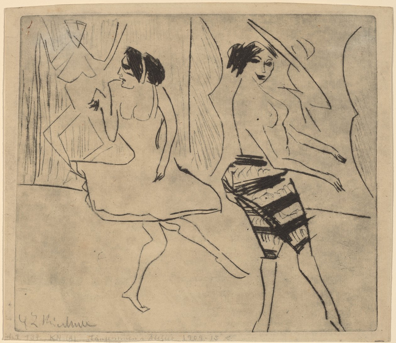 Dançarinos em estúdio de Ernst Ludwig Kirchner