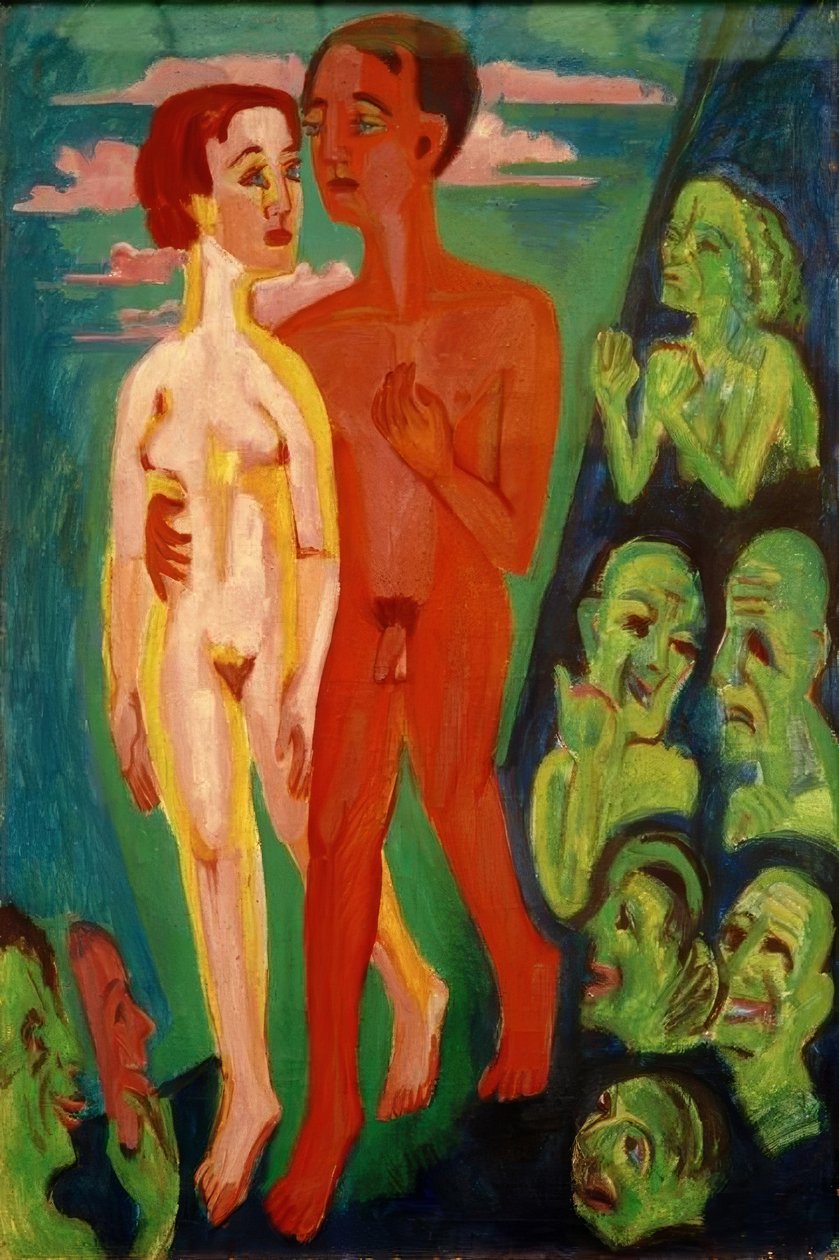 O casal na frente do povo de Ernst Ludwig Kirchner