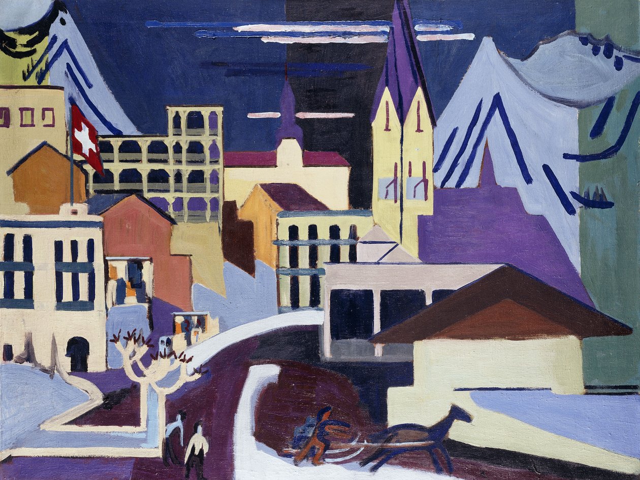 Estação Ferroviária Davos-Platz; Davos-Platz no Banhof, 1931 de Ernst Ludwig Kirchner
