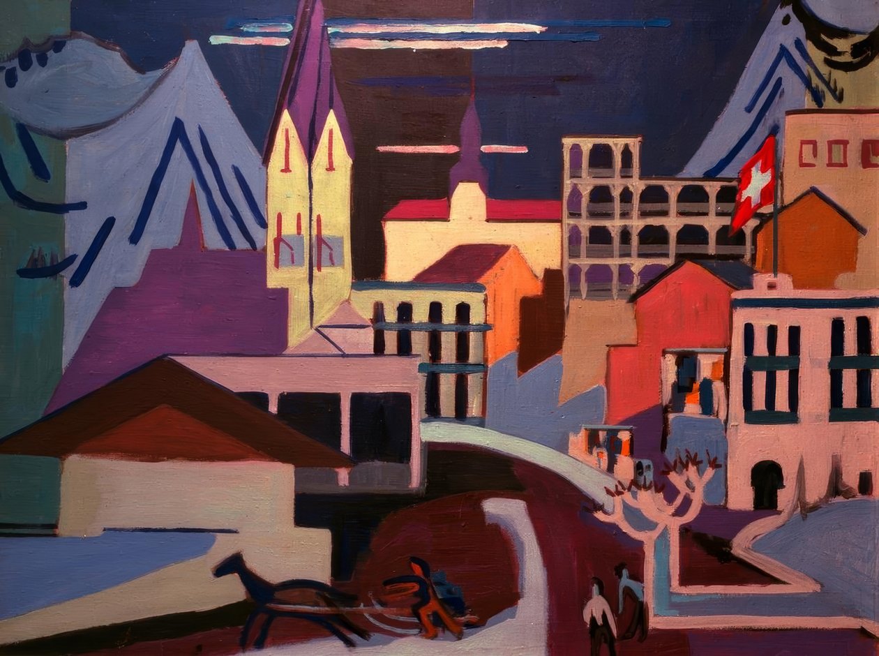 Davos - Praça na estação de Ernst Ludwig Kirchner