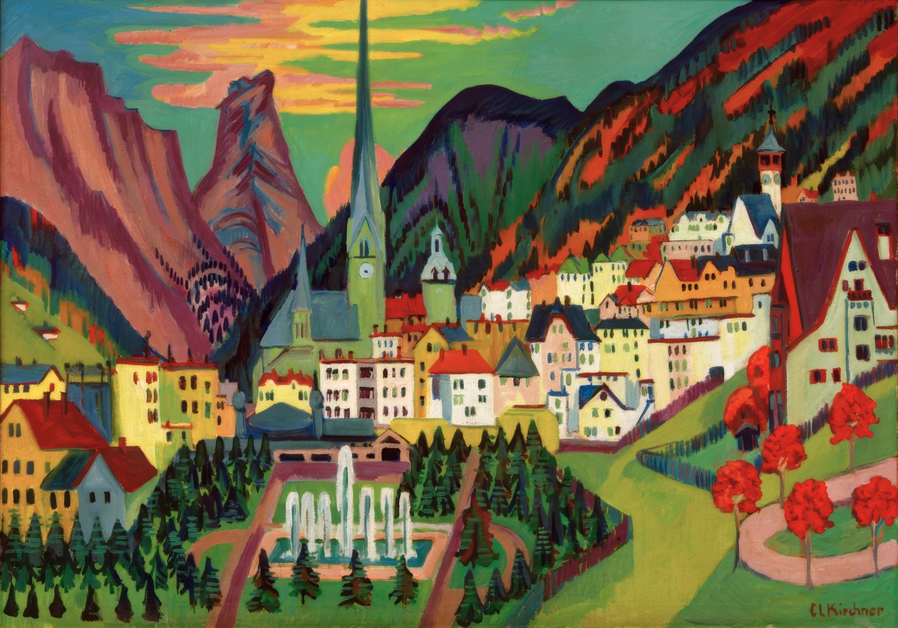 Davos com igreja. Davos no verão de Ernst Ludwig Kirchner