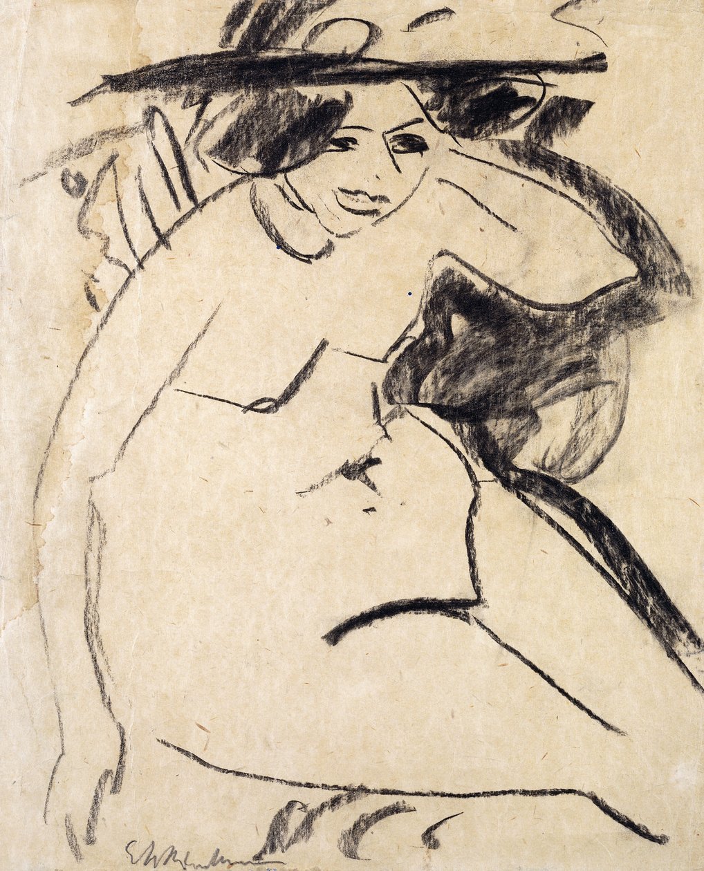 Dido com chapéu; Dido mit Hut, c.1909 de Ernst Ludwig Kirchner