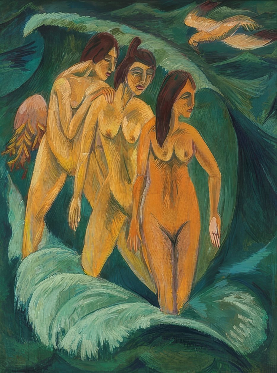 Os três banhistas. 1913 de Ernst Ludwig Kirchner
