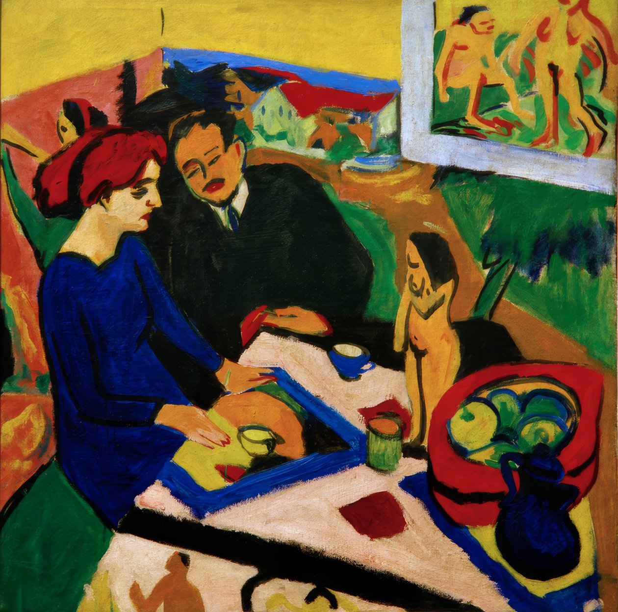 Doris e Heckel à mesa de Ernst Ludwig Kirchner