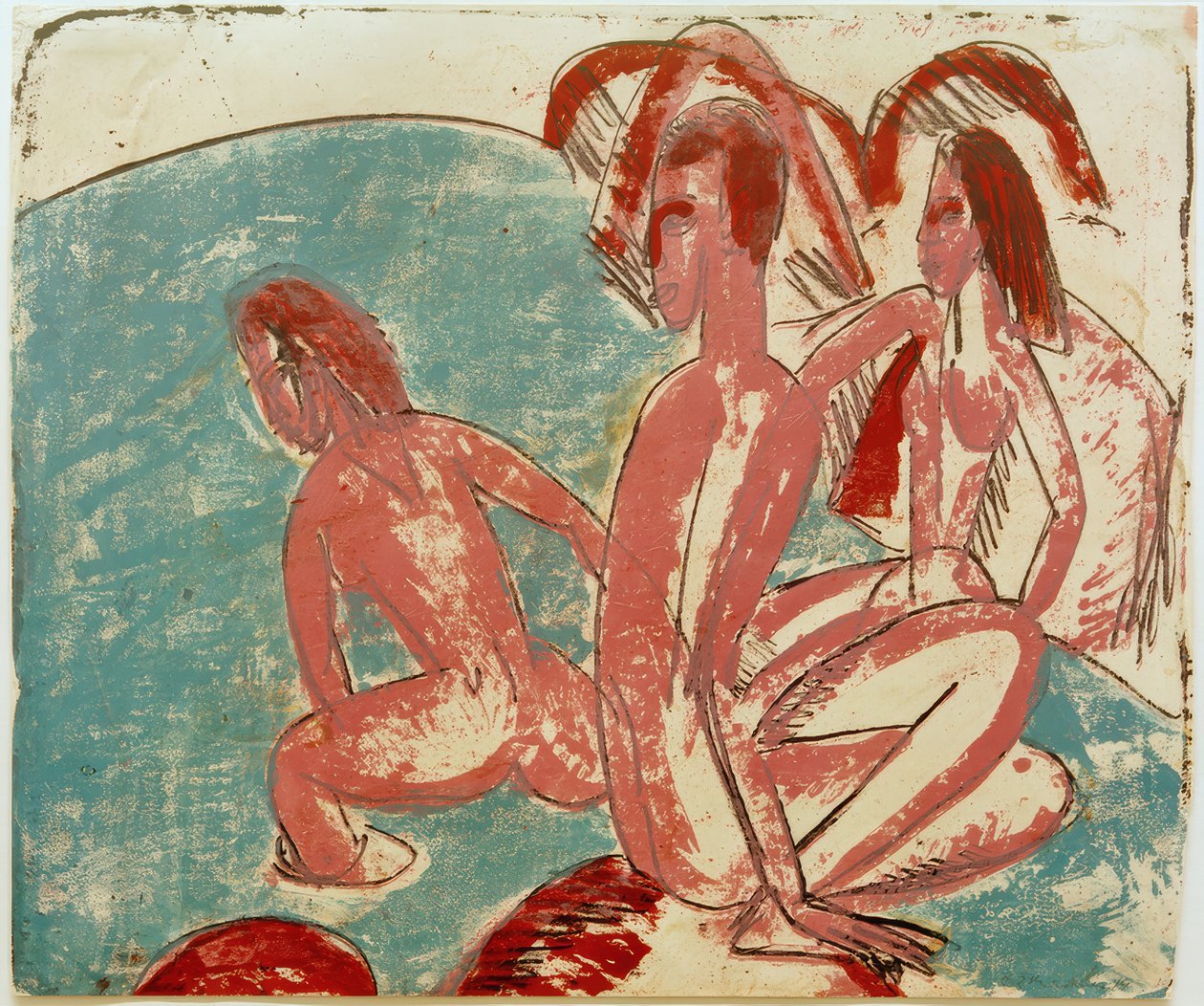 ELKirchner, três banhistas em pedras de Ernst Ludwig Kirchner