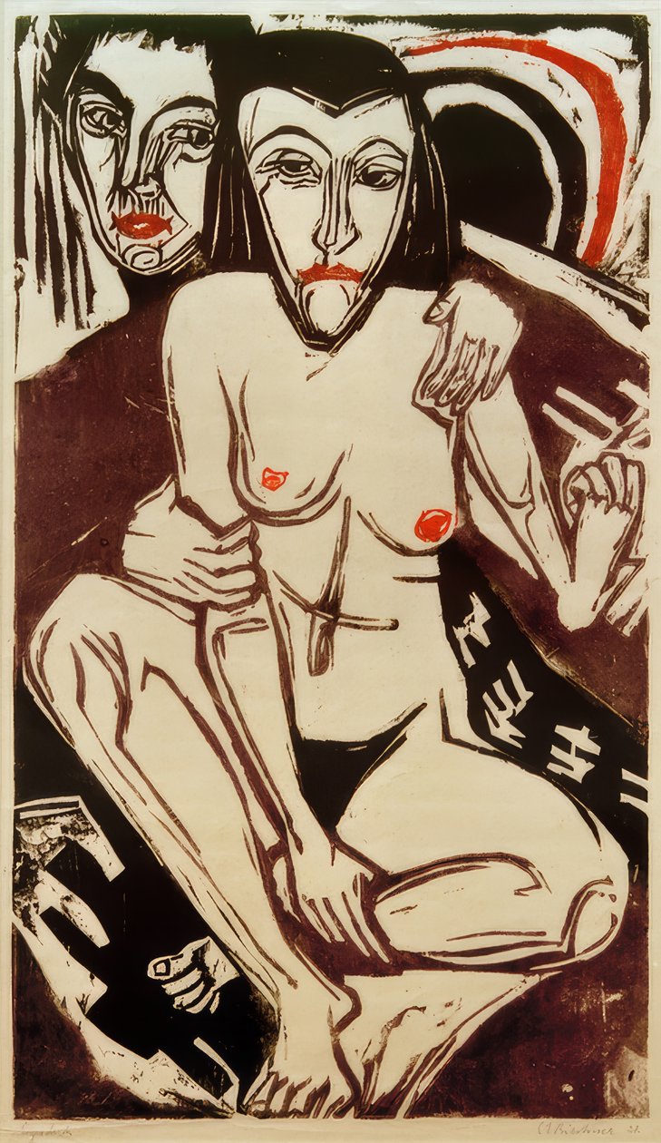 ELKirchner, melancólico (auto-retrato com Erna) de Ernst Ludwig Kirchner