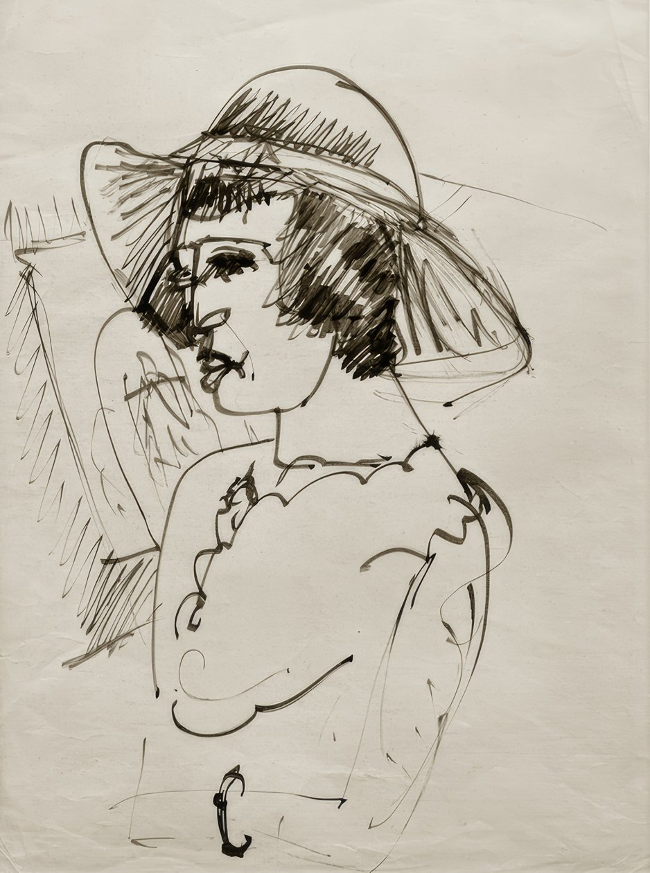 ELKirchner, retrato de Erna em um grande chapéu de Ernst Ludwig Kirchner