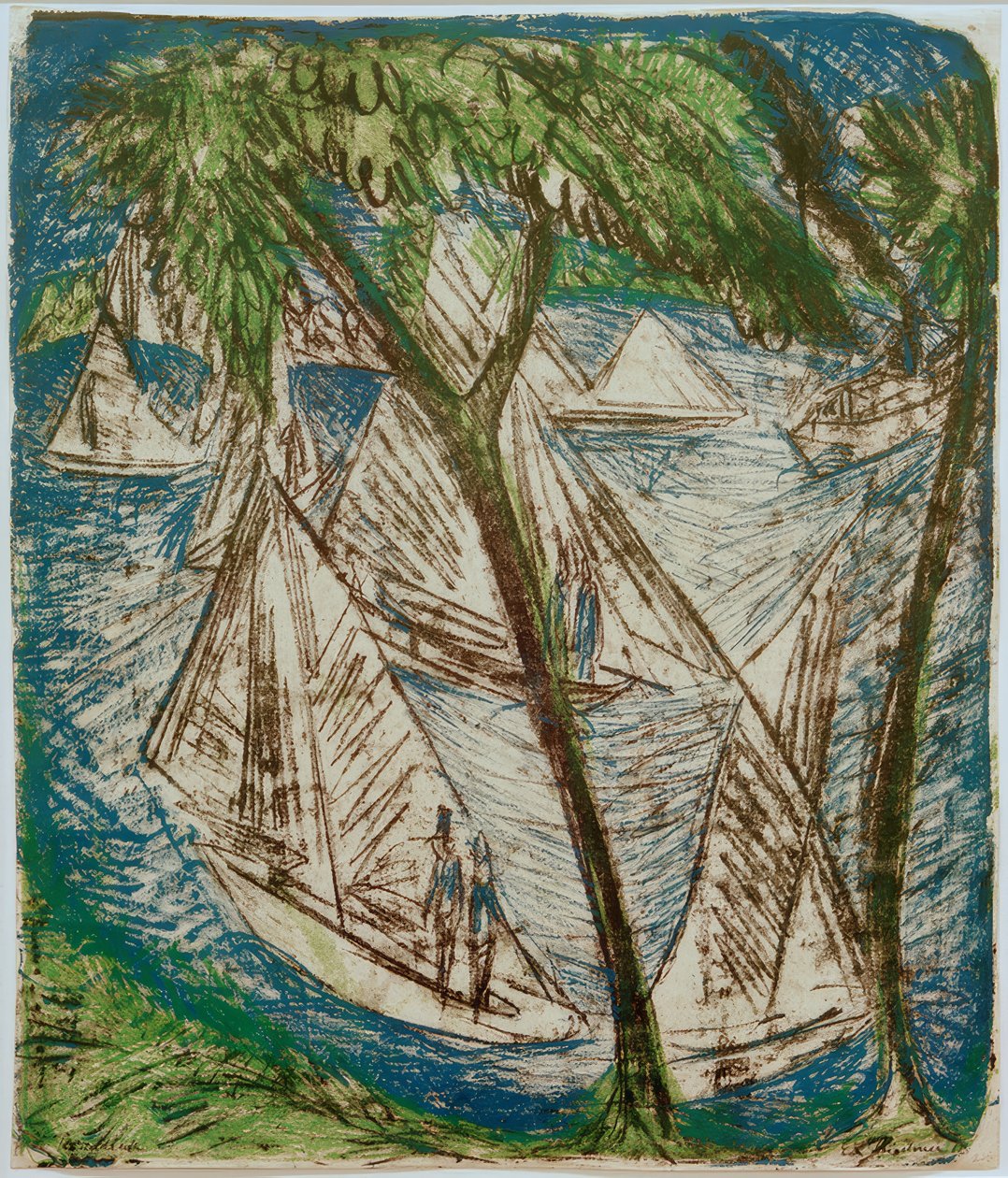 ELKirchner, veleiros em Grünau de Ernst Ludwig Kirchner