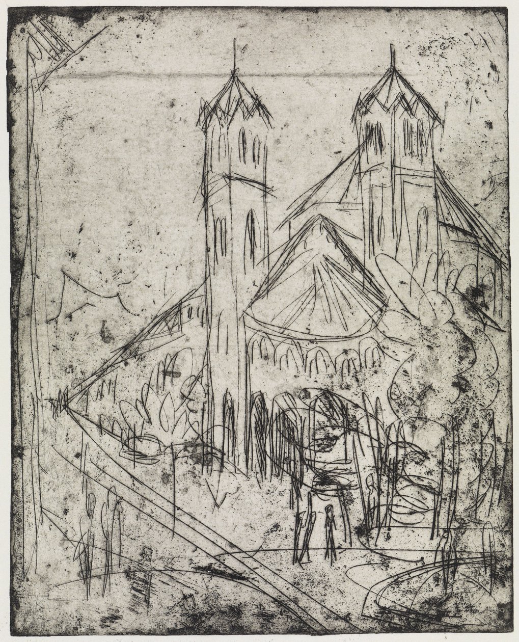 Esquina junto ao jardim de inverno/Igreja de São Gereão em Colónia I de Ernst Ludwig Kirchner