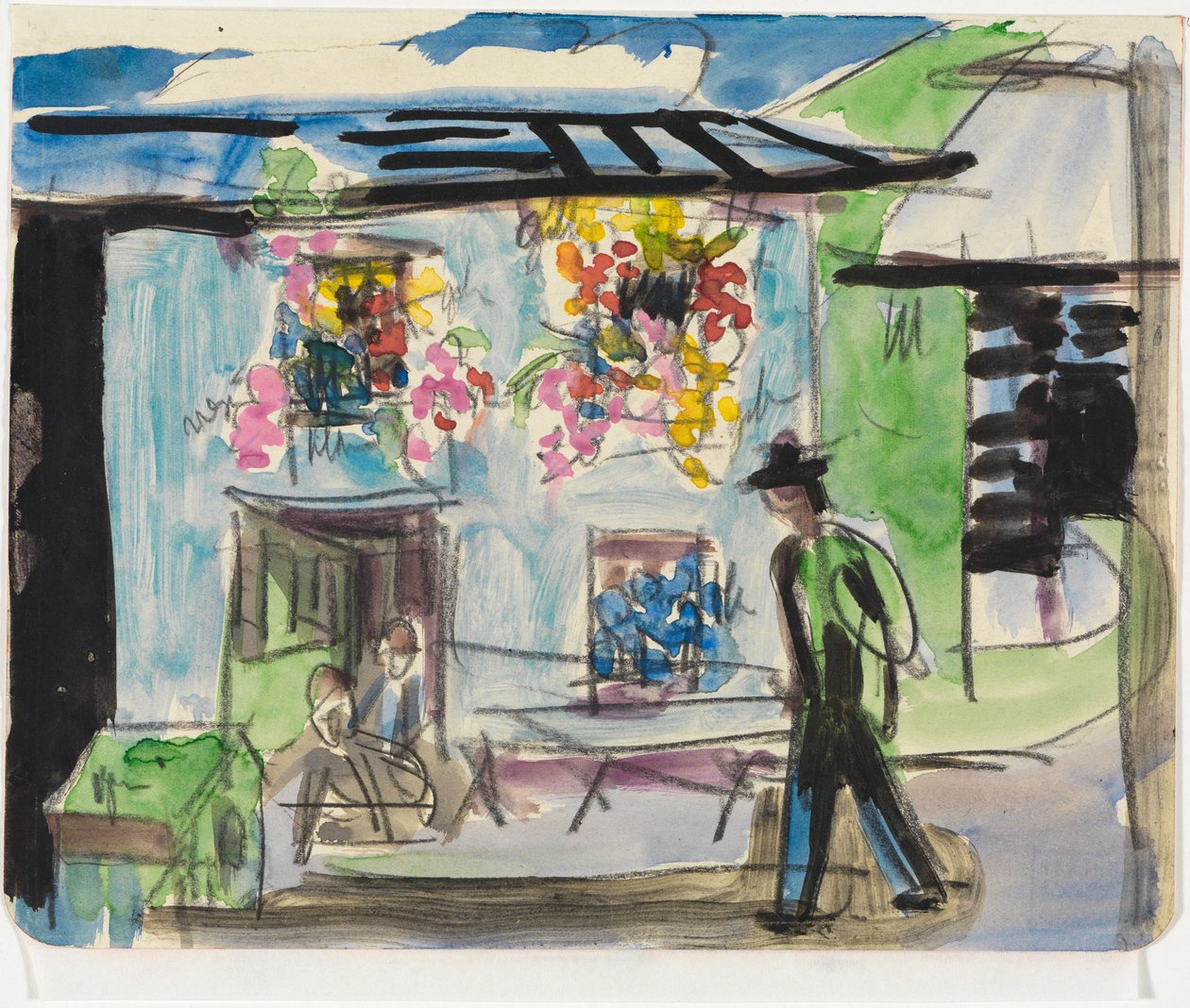 Uma casinha com janelas cheias de flores de Ernst Ludwig Kirchner