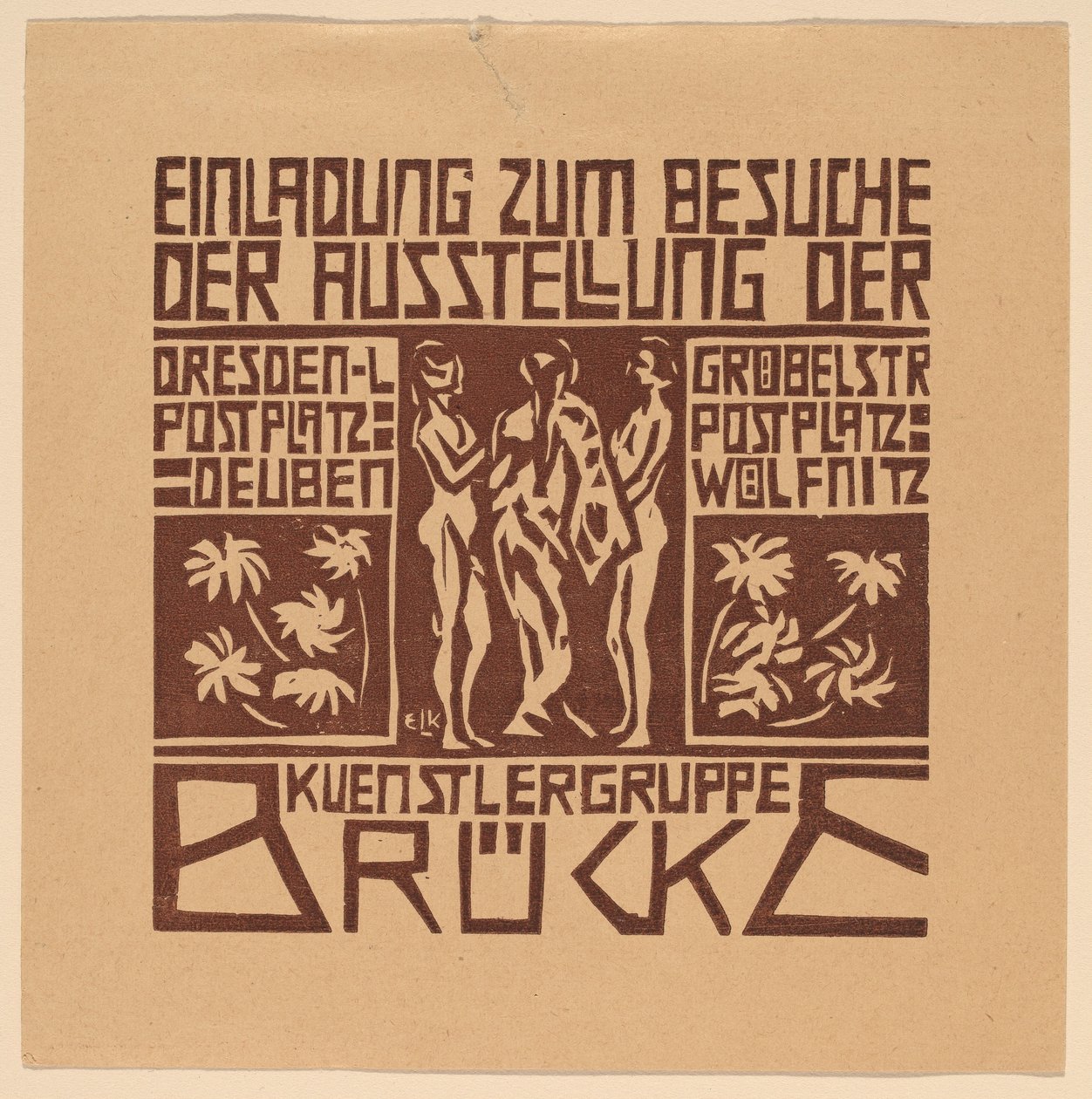 Convite para uma Exposição do Grupo de Artistas Brücke de Ernst Ludwig Kirchner