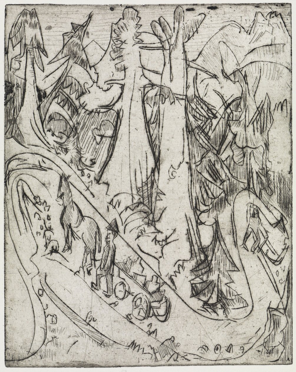 Condução de cabras/camiões de leite pela estrada de montanha de Ernst Ludwig Kirchner