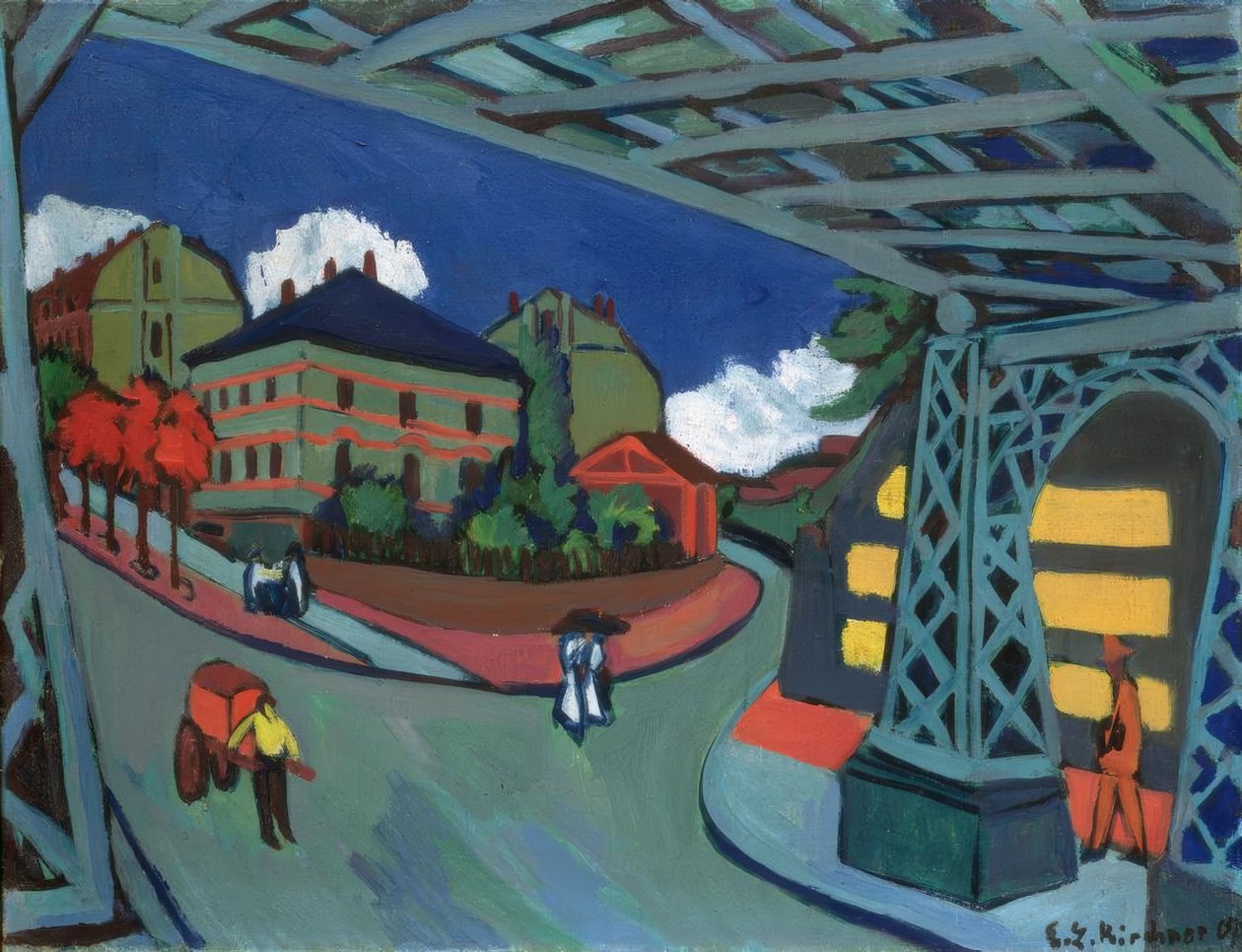 Passagem inferior da estrada de ferro Löbtauer Straße em Dresden de Ernst Ludwig Kirchner