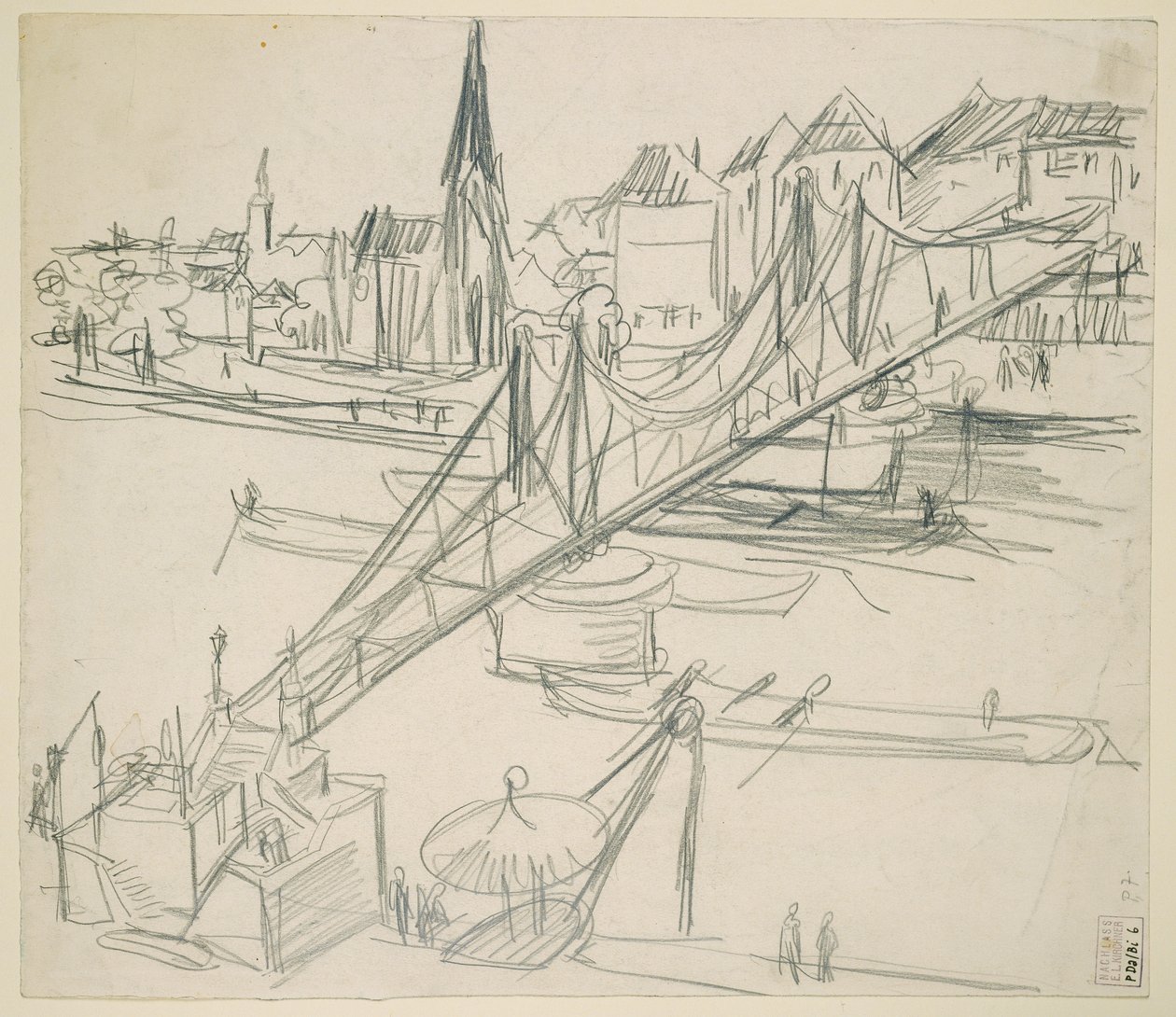 "Eiserner Steg" em Frankfurt am Main com vista para Sachsenhausen de Ernst Ludwig Kirchner