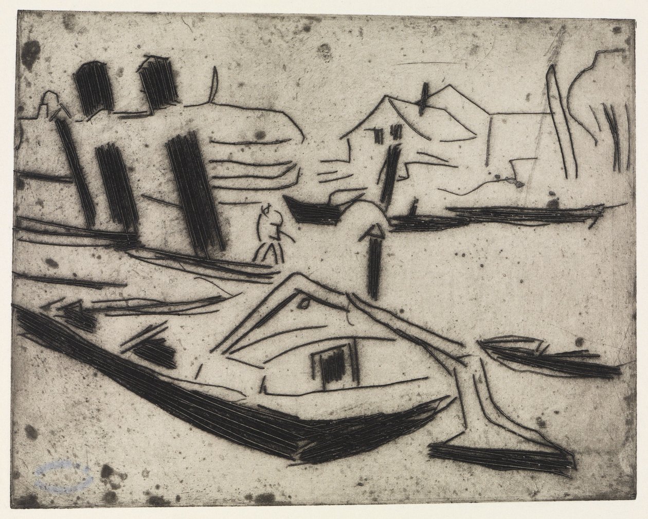Elbzille com trator de corrente de Ernst Ludwig Kirchner