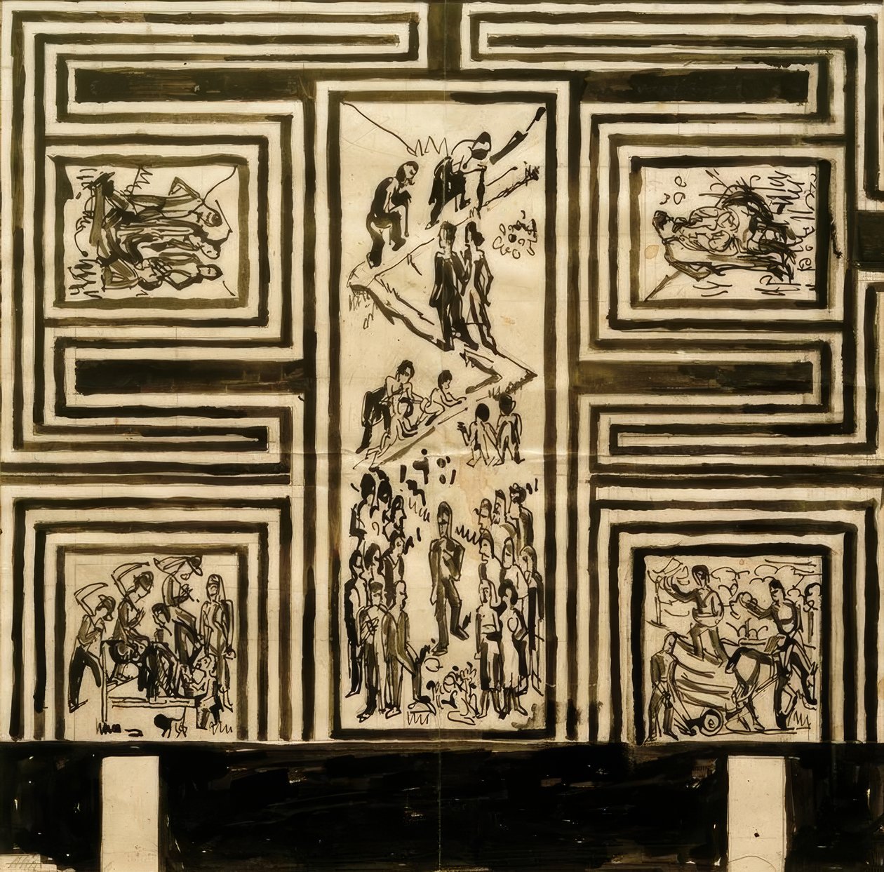 Projeto para pintar a parede longitudinal da sala de banquetes de Ernst Ludwig Kirchner