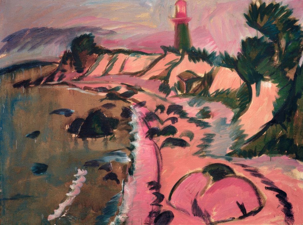 Costa de Fehmarn com farol de Ernst Ludwig Kirchner