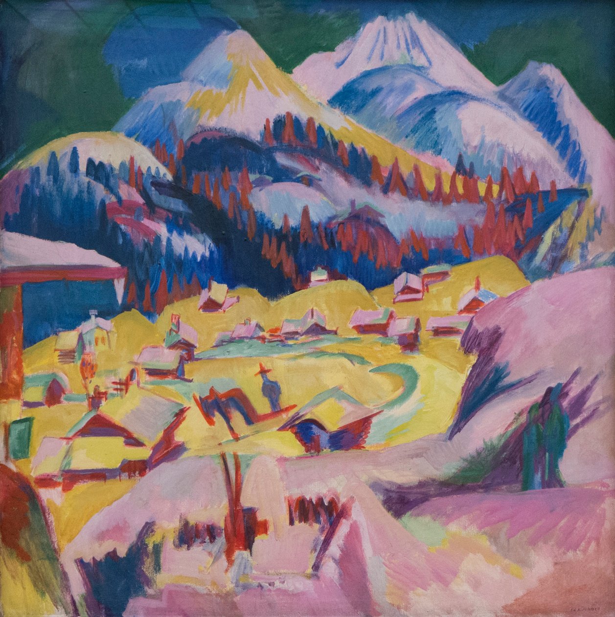 Frauenkirch durante o inverno, 1918-1919. de Ernst Ludwig Kirchner