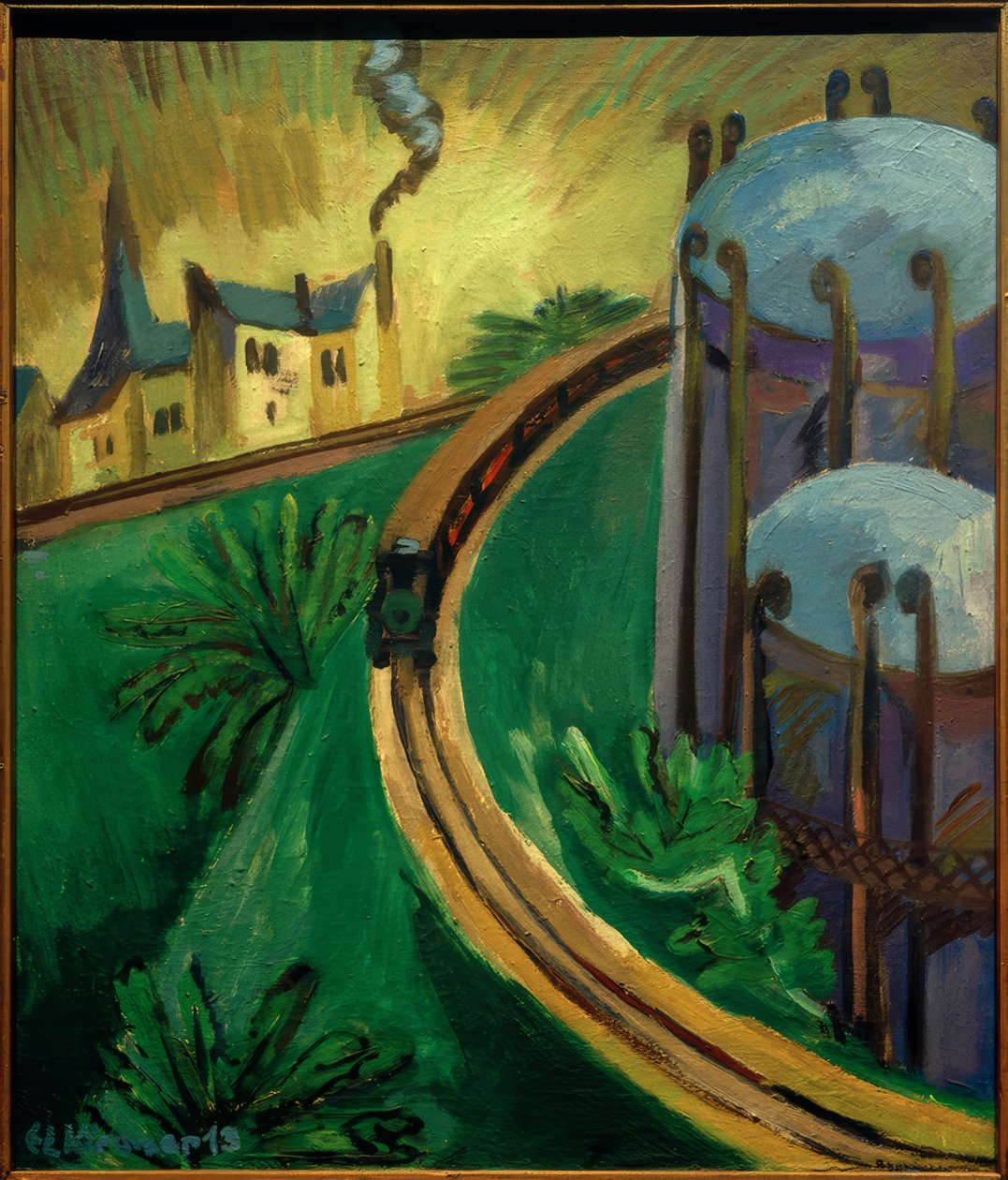 Caldeira a gás e ferrovia suburbana de Ernst Ludwig Kirchner