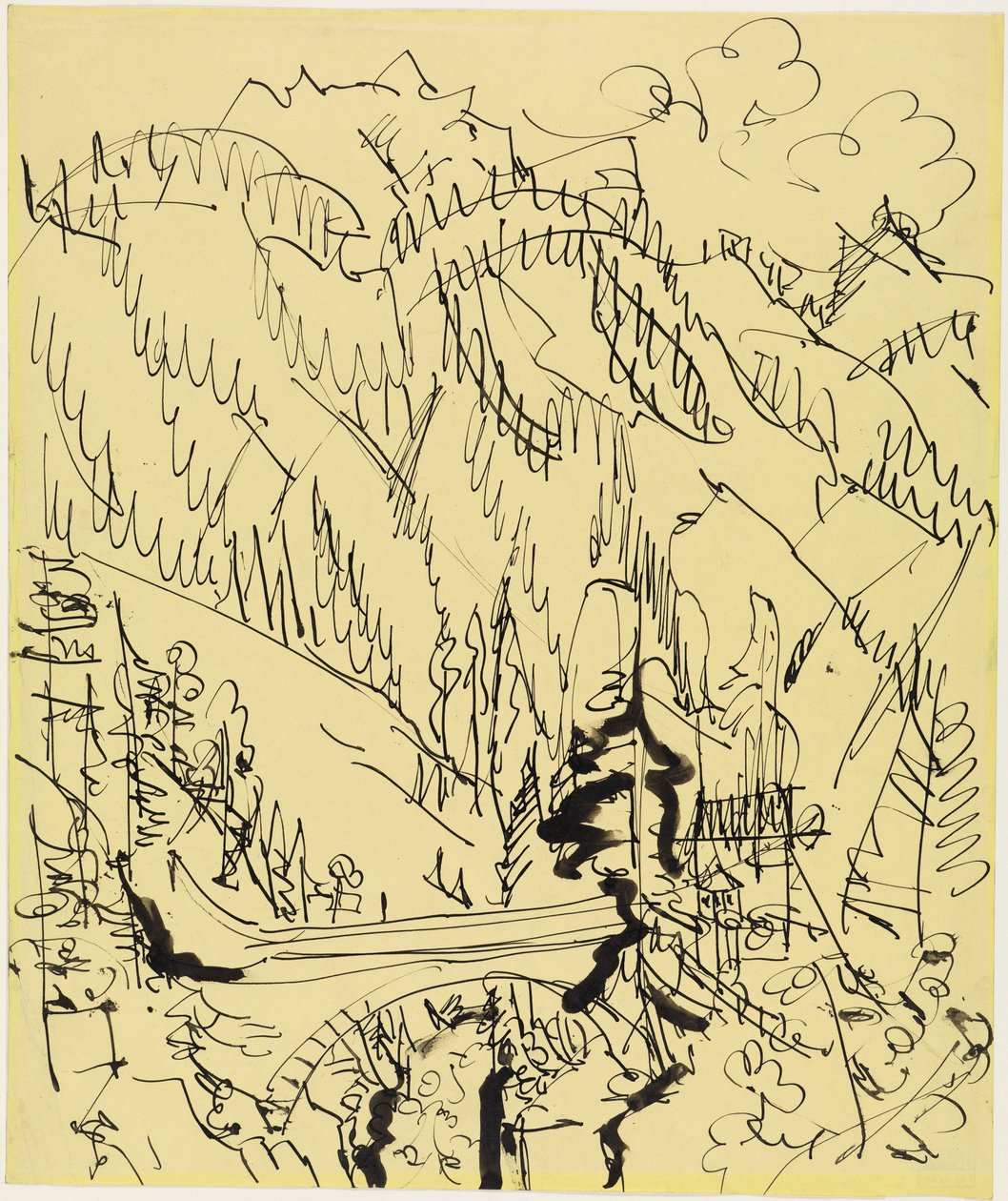 Paisagem montanhosa com ponte de Ernst Ludwig Kirchner