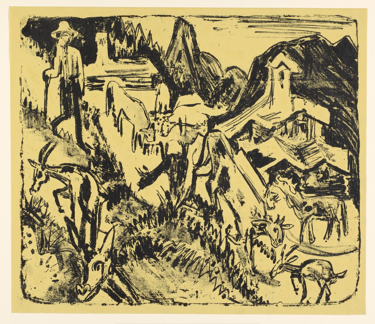 Goatherd com o seu rebanho nas montanhas de Ernst Ludwig Kirchner