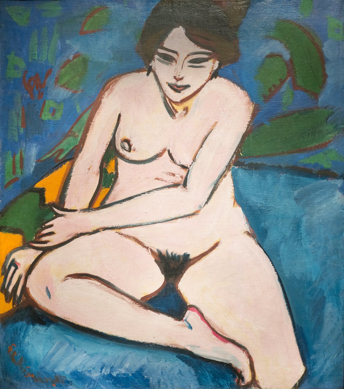 Alemão: Nudez sobre fundo azul Nudez sobre fundo azul de Ernst Ludwig Kirchner