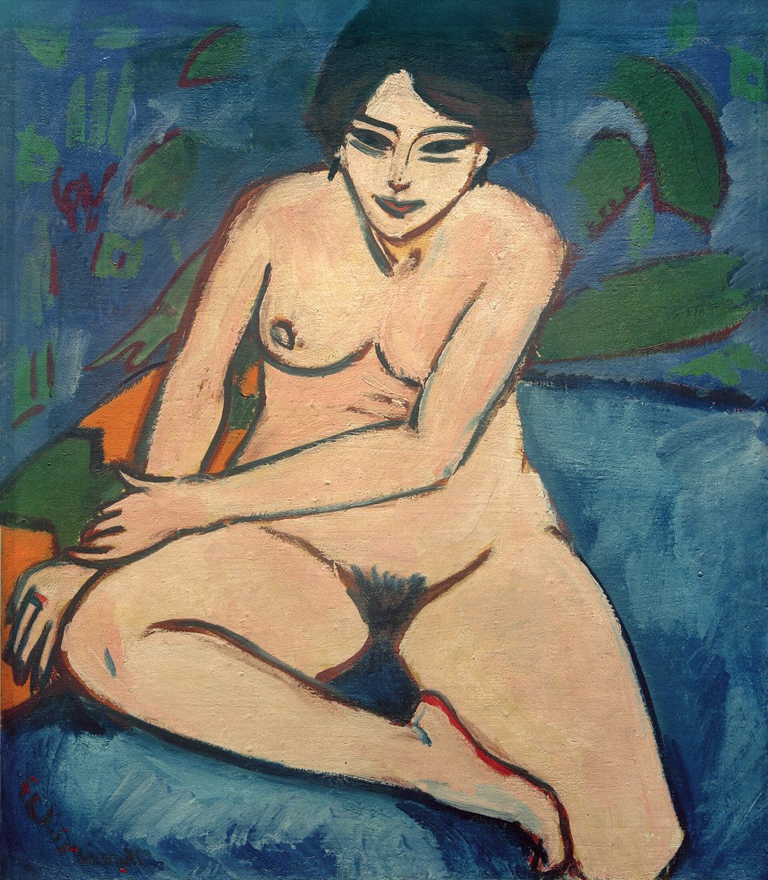 Alemão: Nudez sobre fundo azul Nudez sobre fundo azul de Ernst Ludwig Kirchner