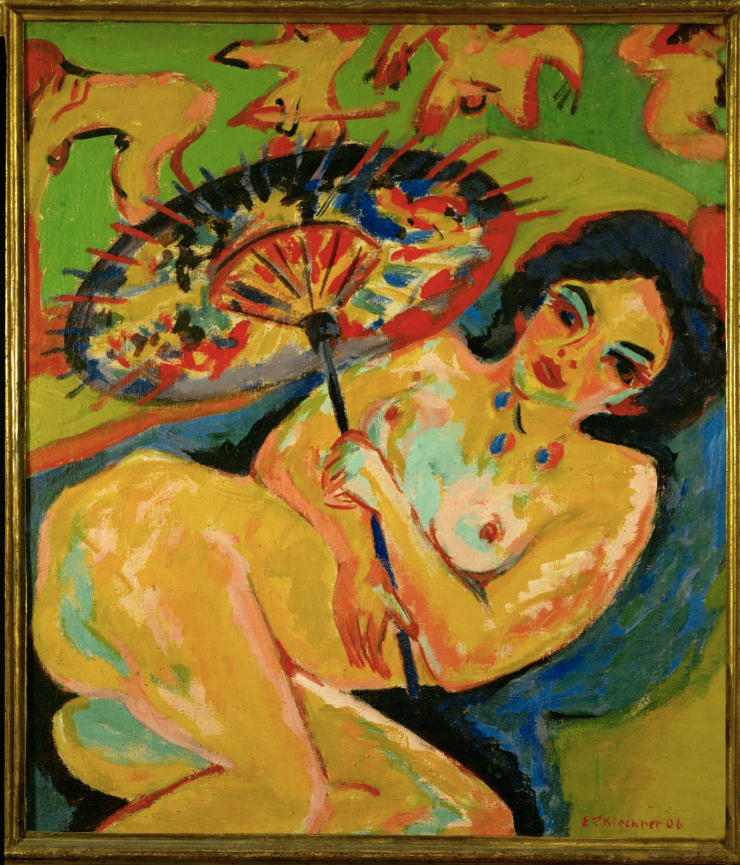 Rapariga sob um guarda-chuva japonês (óleo sobre tela) de Ernst Ludwig Kirchner