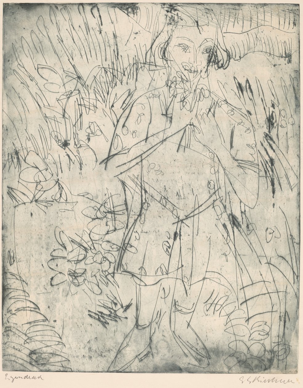 menina com flores de Ernst Ludwig Kirchner