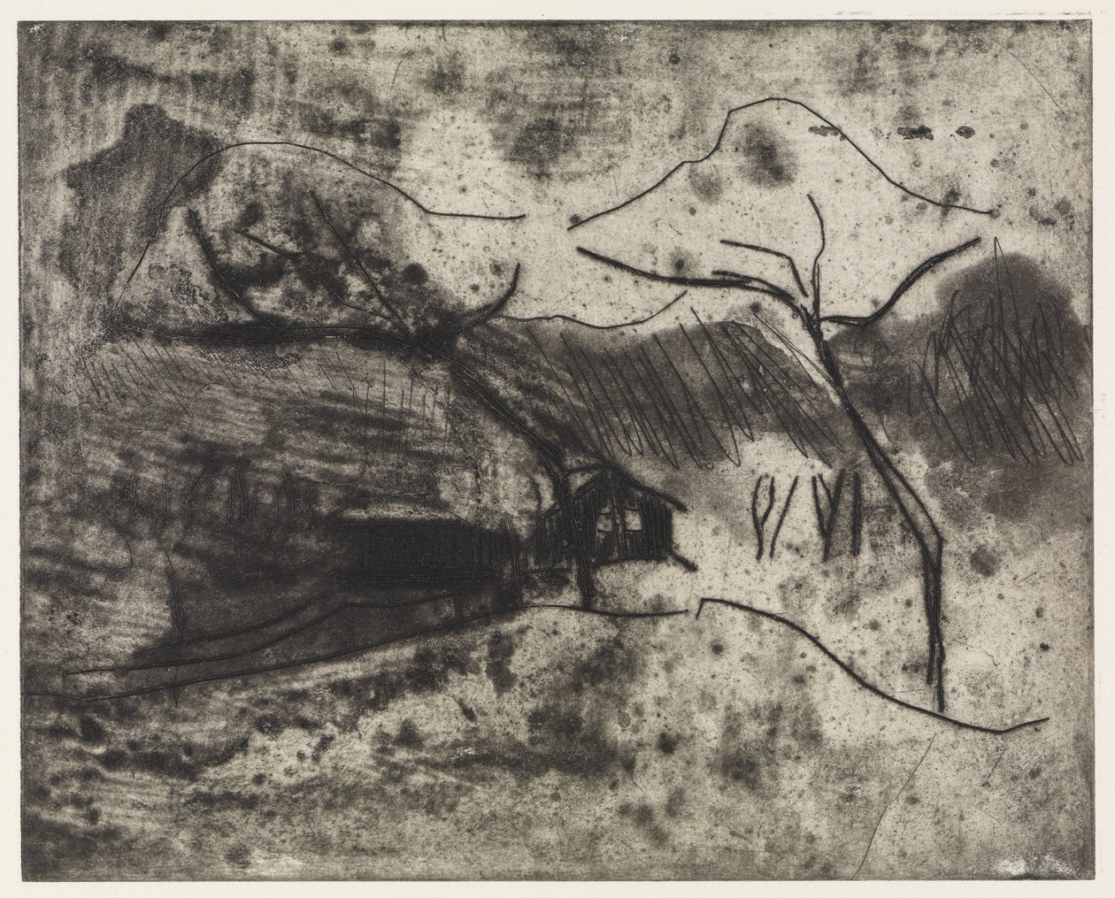 Casinha sob as árvores na neve / Praia, vento, barcos de Ernst Ludwig Kirchner