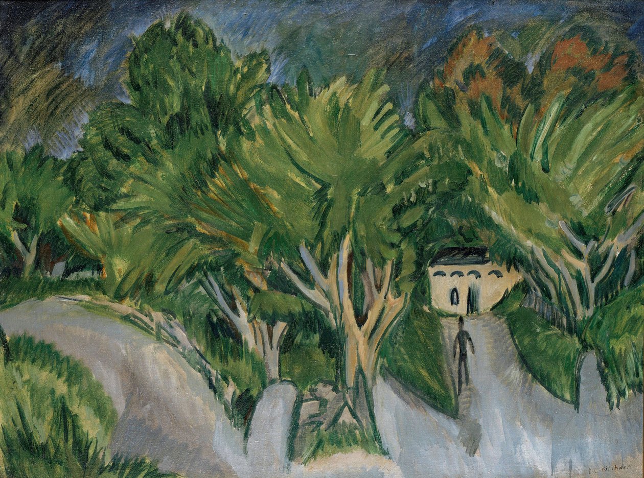 Casa sob as árvores (Fehmarn) de Ernst Ludwig Kirchner