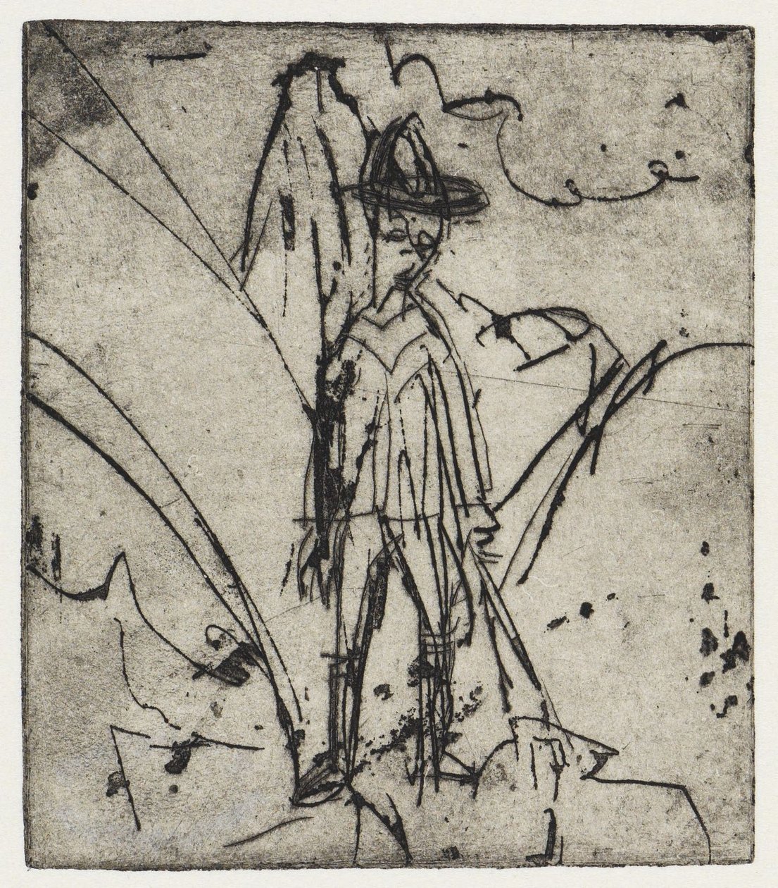 Pastor diante da montanha/Casa com cabras - Stafelalp de Ernst Ludwig Kirchner