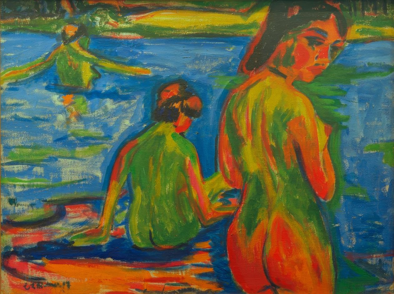 Menina tomando banho no lago de Ernst Ludwig Kirchner
