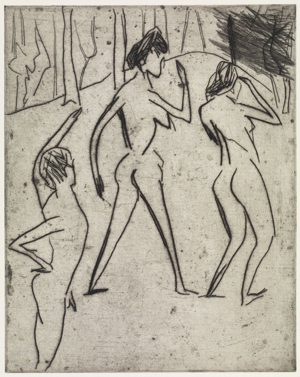 Banhistas a caminhar pela floresta / Hipódromo de Ernst Ludwig Kirchner