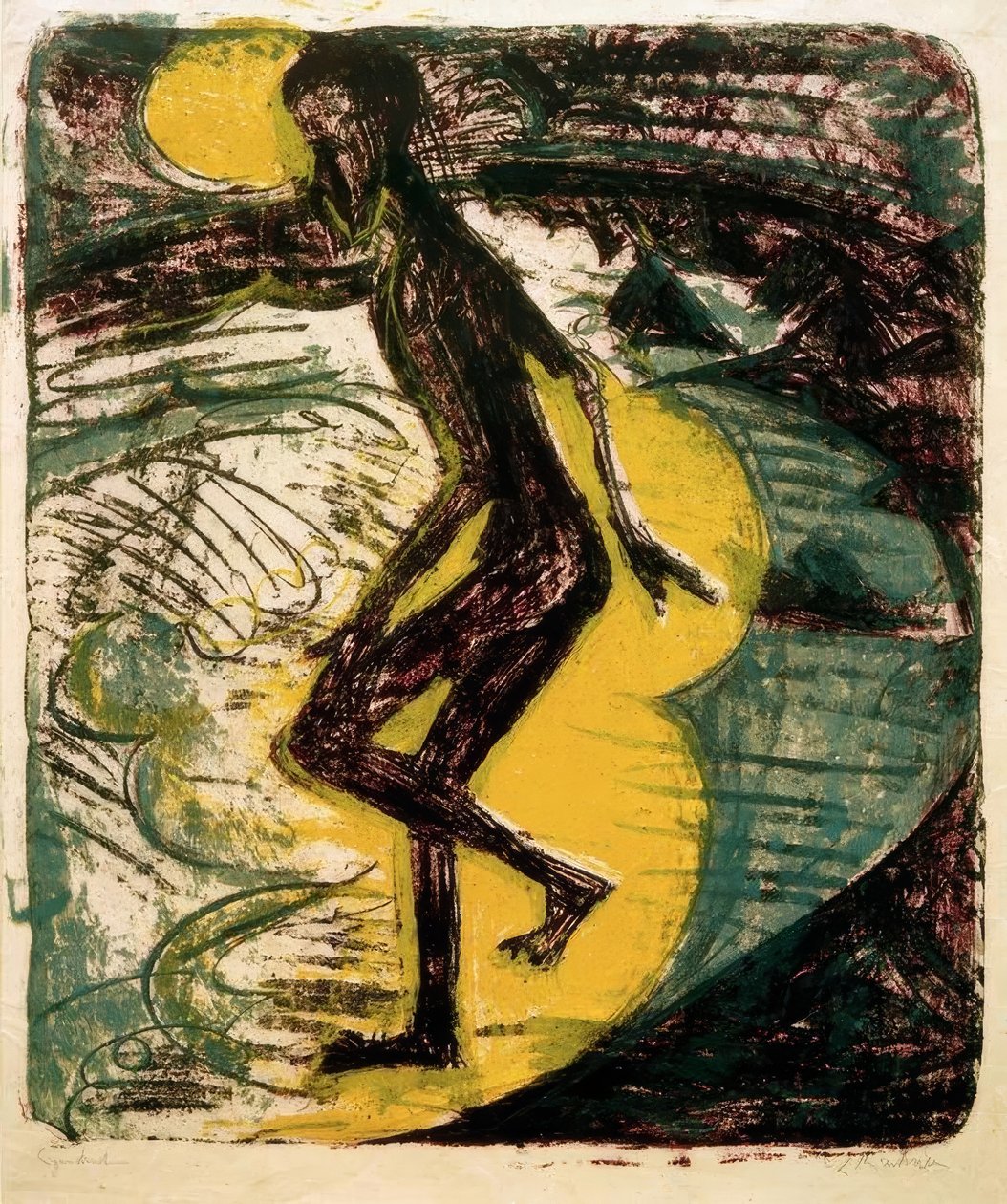 Homem subindo no mar de Ernst Ludwig Kirchner