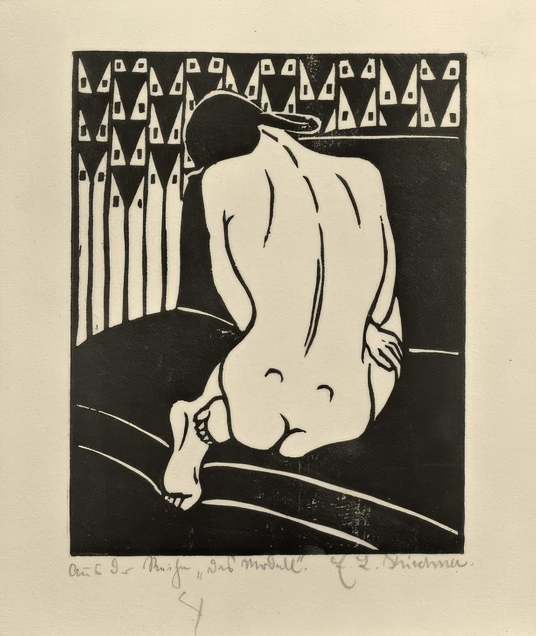 Ato de encolhimento, visto de trás de Ernst Ludwig Kirchner