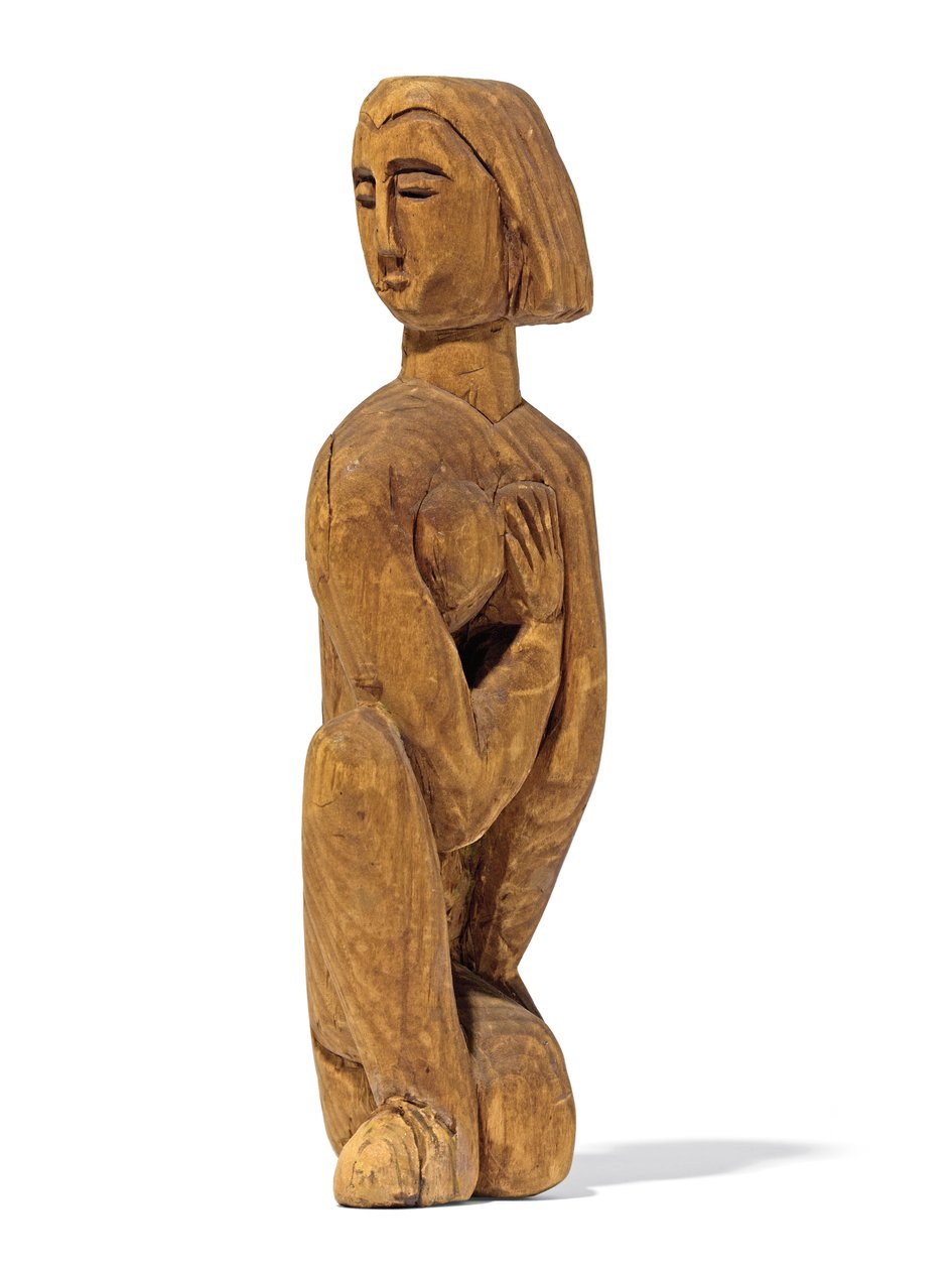 Ajoelhamento, cabeça virada para a esquerda, mão direita no peito esquerdo; Ajoelhado, cabeça virada para a esquerda, mão direita no peito esquerdo, 1912 de Ernst Ludwig Kirchner