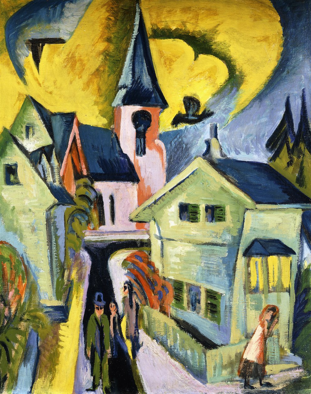 Konigstein com a igreja vermelha; Konigstein com a igreja vermelha de Ernst Ludwig Kirchner