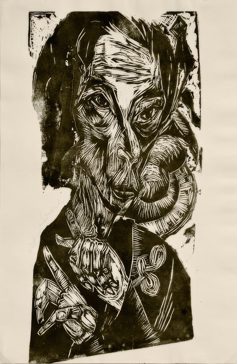 Cabeça do doente - auto-retrato de Ernst Ludwig Kirchner