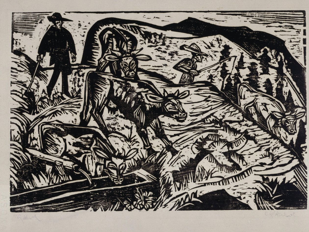 Vacas e pastores de Ernst Ludwig Kirchner