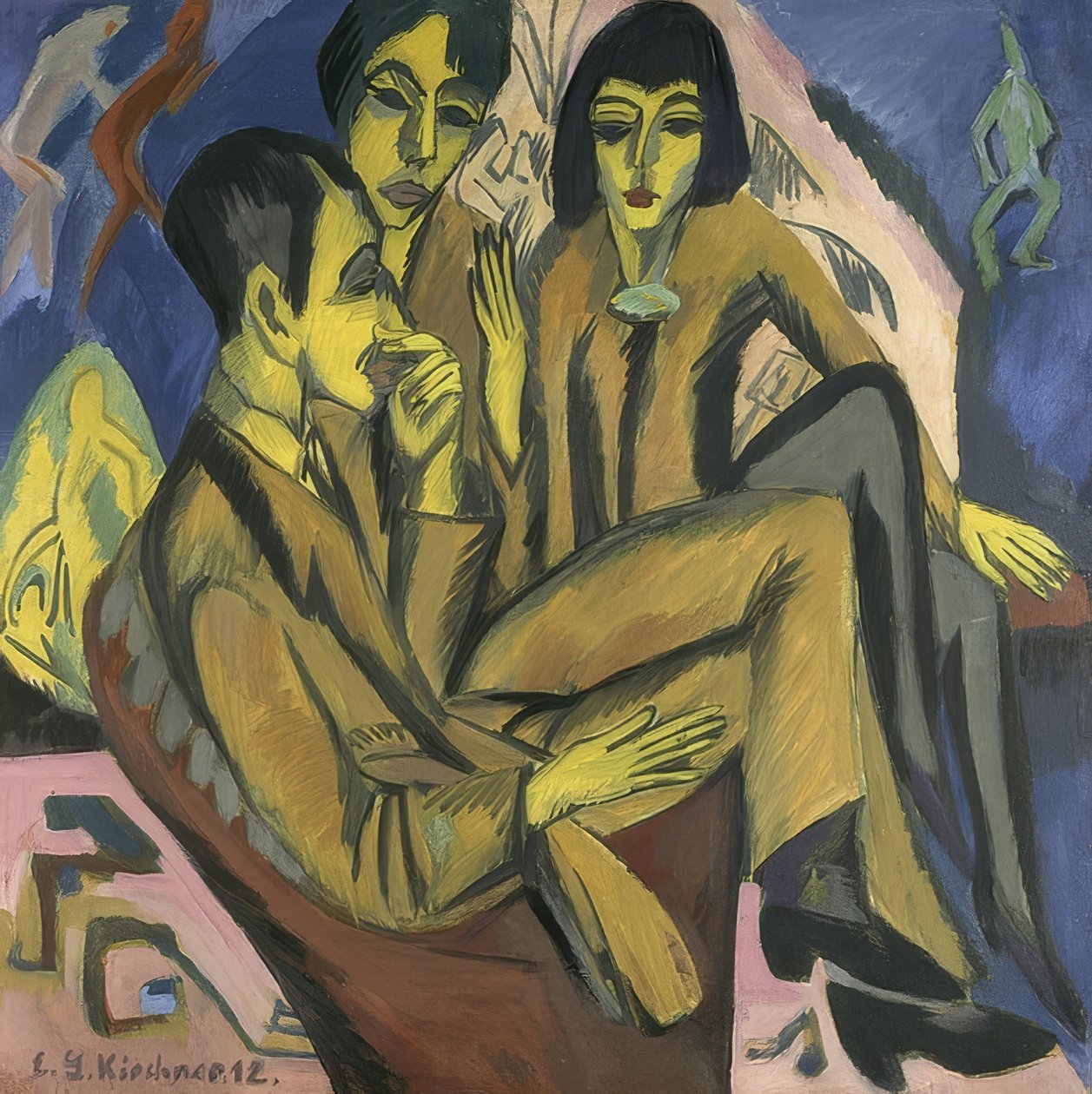 Grupo de artistas (entretenimento de artistas). 1913 de Ernst Ludwig Kirchner